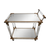 Chariot de bar moderne milieu du siècle en lucite, bronze et verre, 1970s