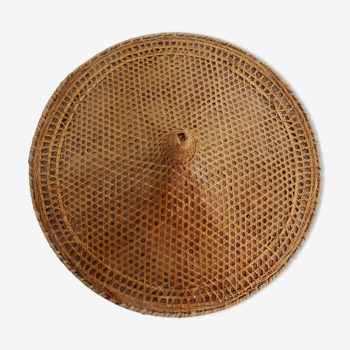 Asian hat in rattan canning 70s