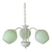 Vintage Elegant Pendant Lamp, Shabby Chic White Chandelier, Mint Green