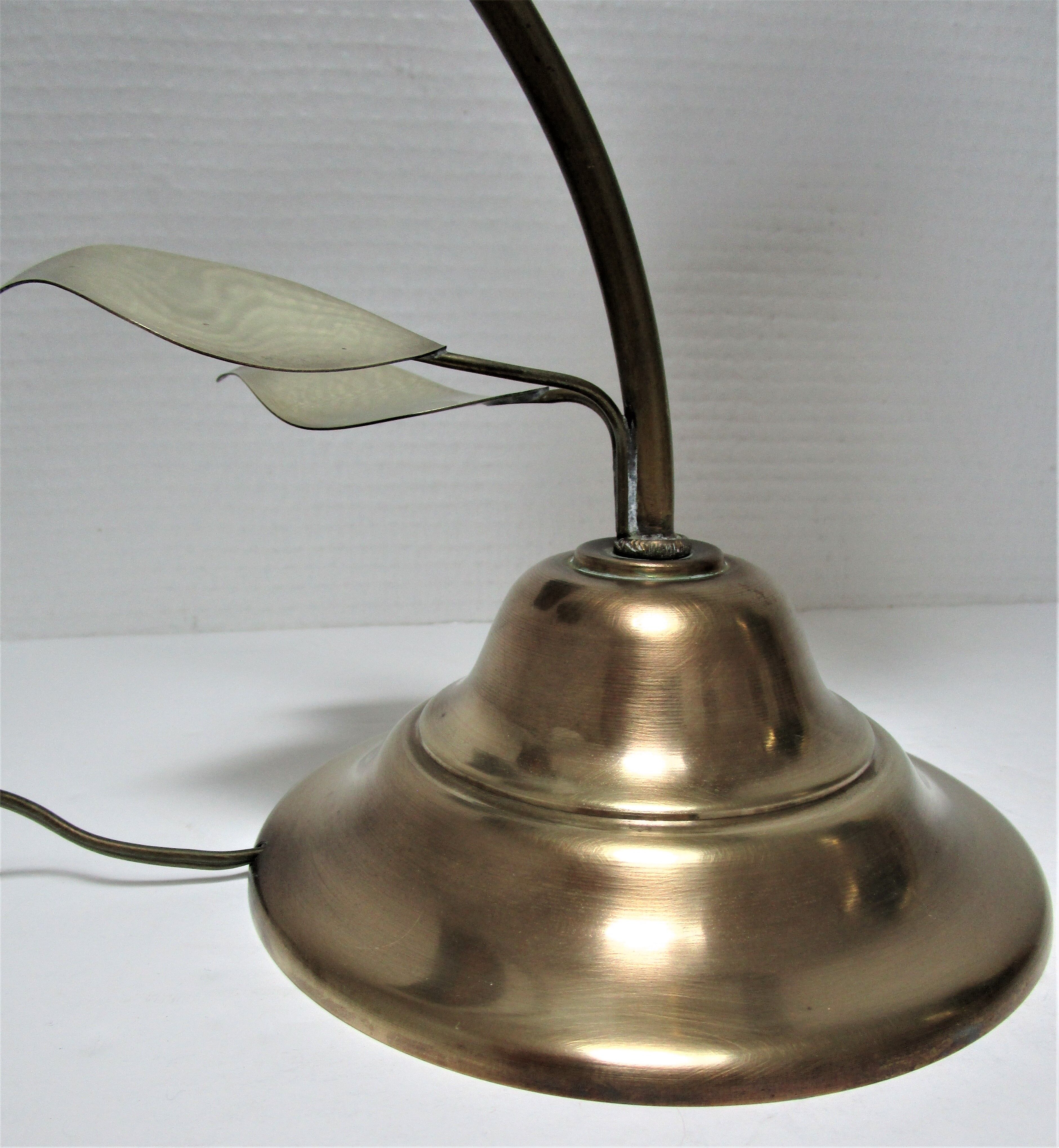 Stylized lotus flower lamp vintage brass 70s