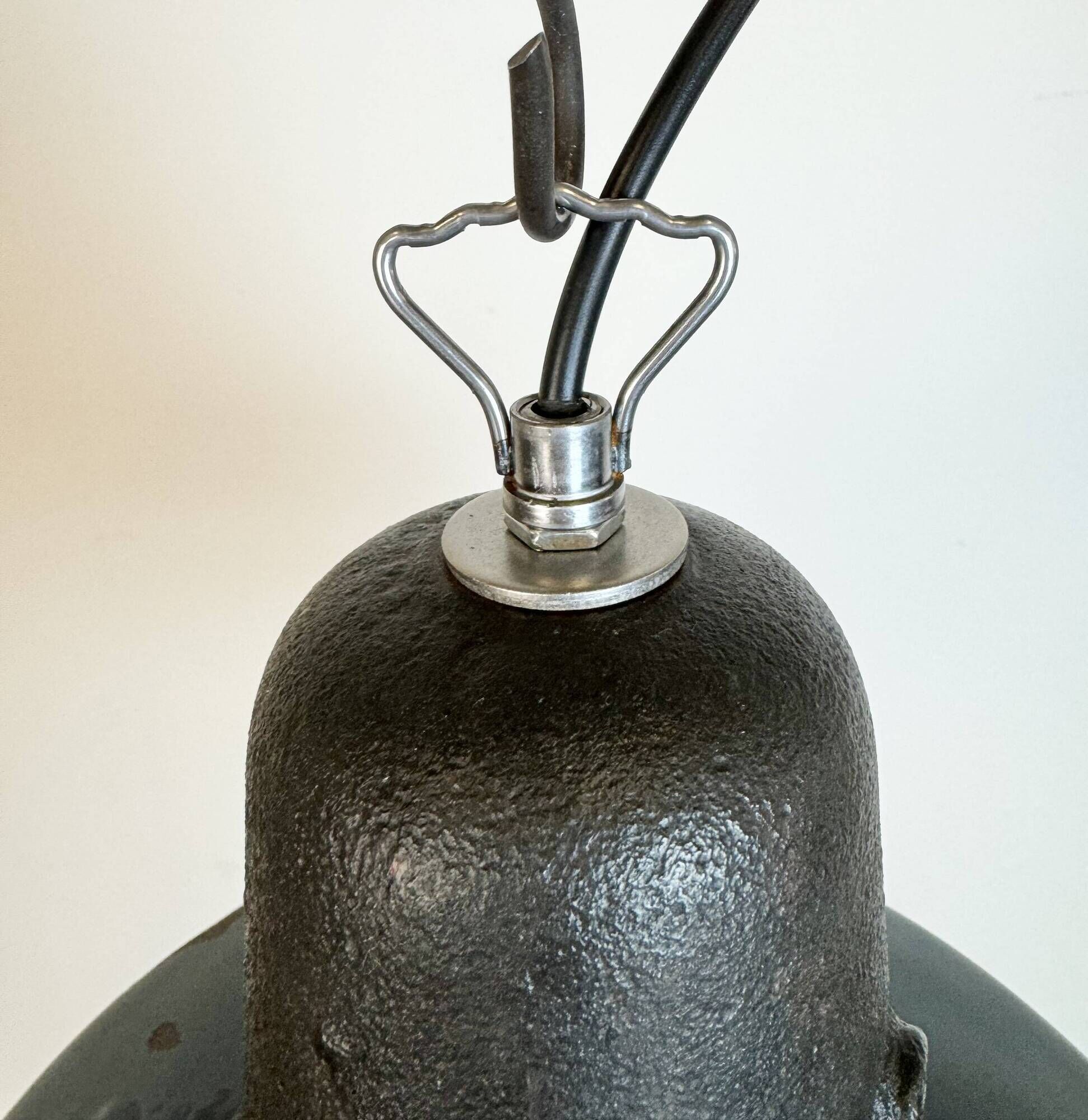 Industrial Blue Enamel Factory Lamp with Cast Iron Top, 1960s
