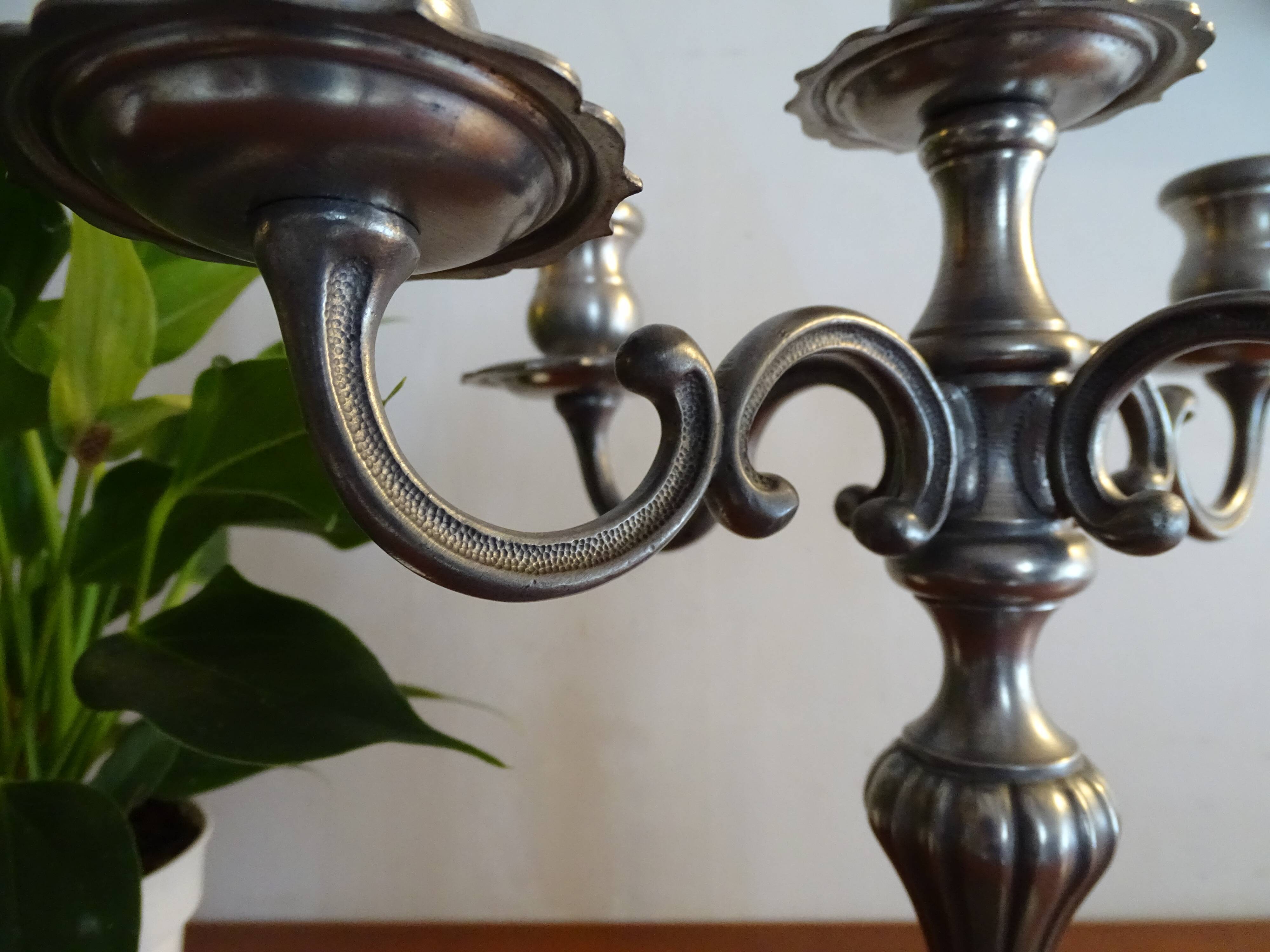Candlestick 5 branches pewter Peltro signed