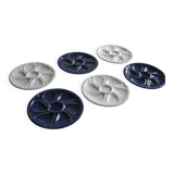 6 white porcelain oyster plates