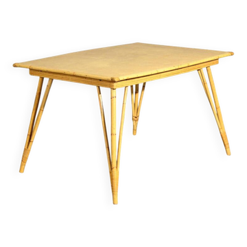 Large bamboo table with Eiffel legs.
