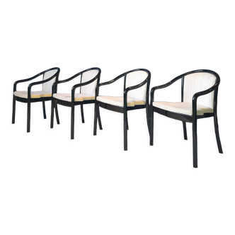 4 lacquered wooden chairs circa 1980