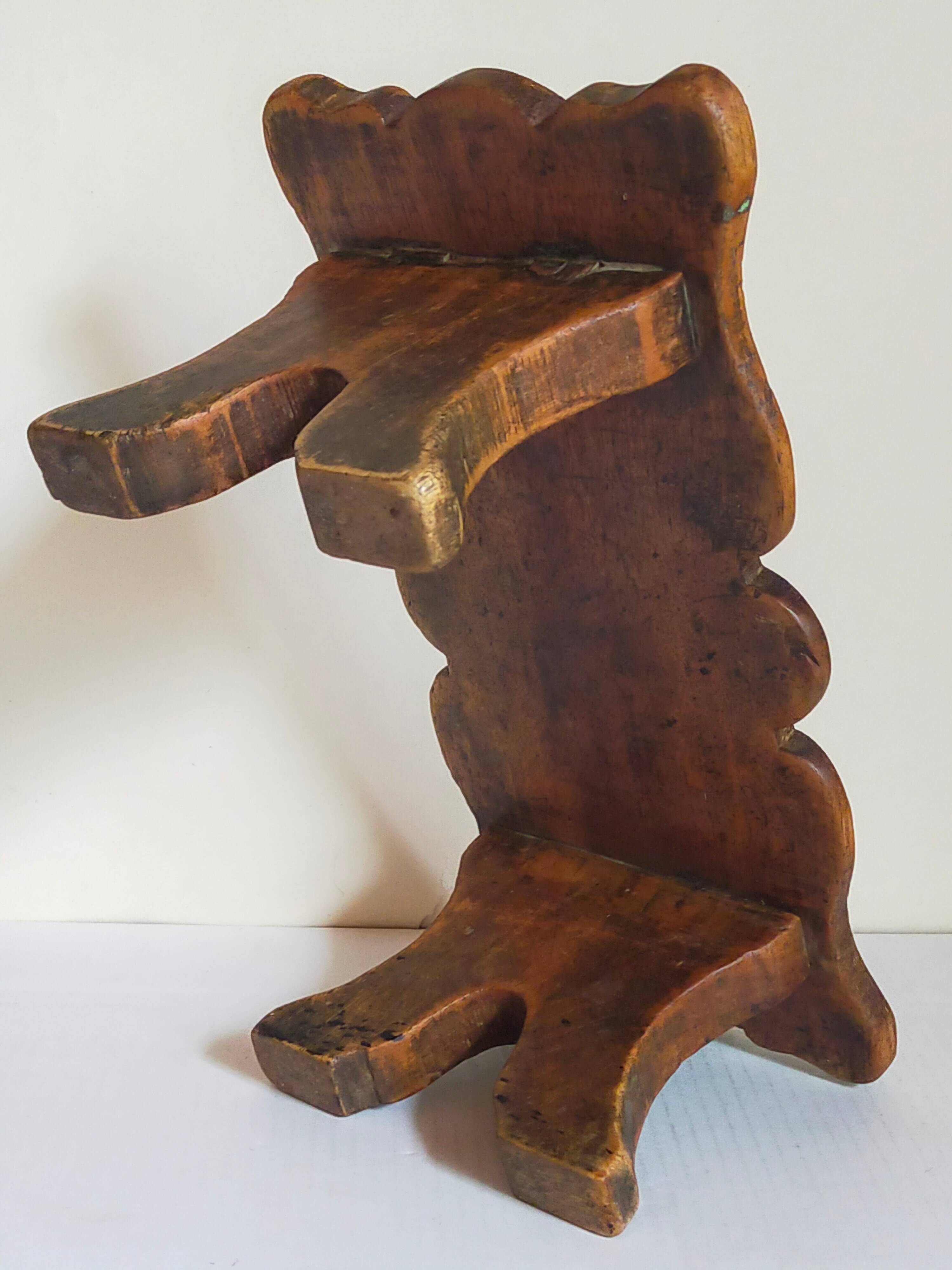 Old footstool in solid wood 19th century