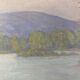 Tableau ancien, double face, paysage bord de Saône, début XX siècle