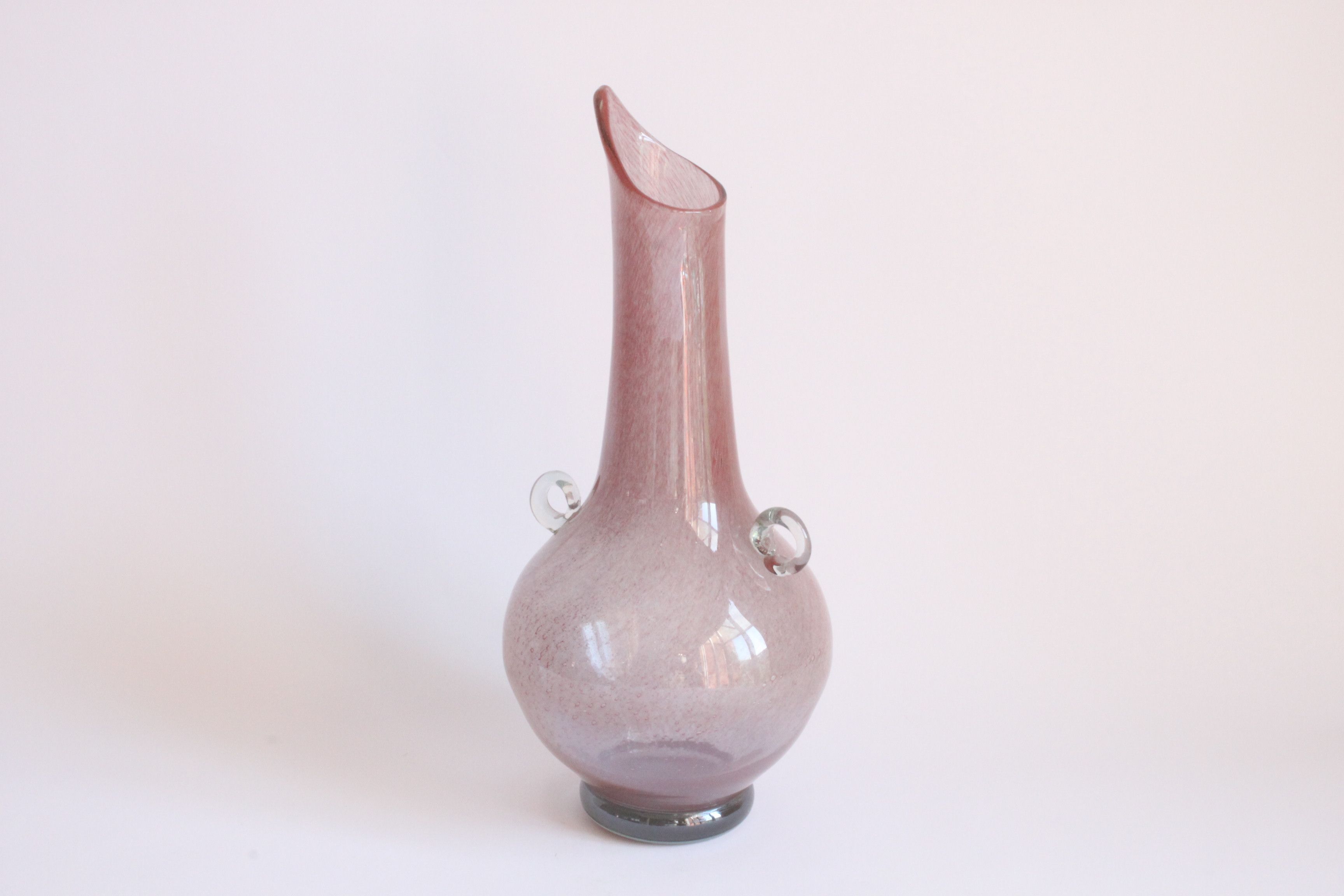 Pink Pulegoso glass vase with little ears, 1960s