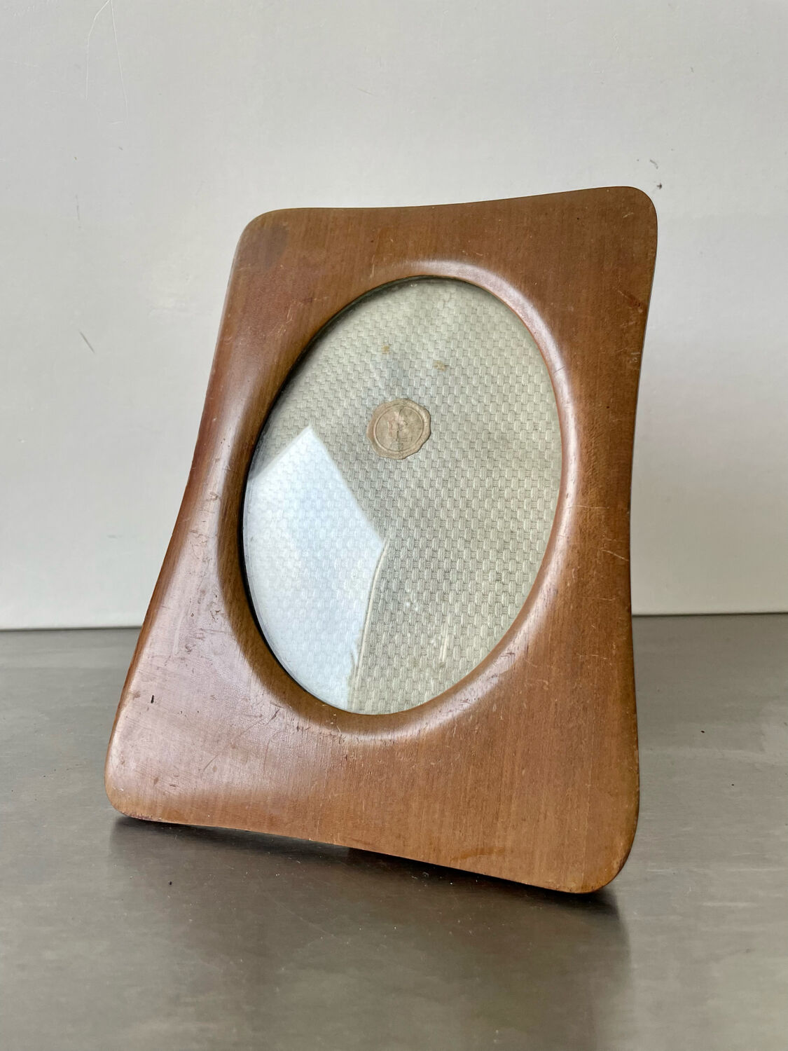 Antique  art deco mahogany wooden frame measurements 20 cm x 14.5 cm  convex glass