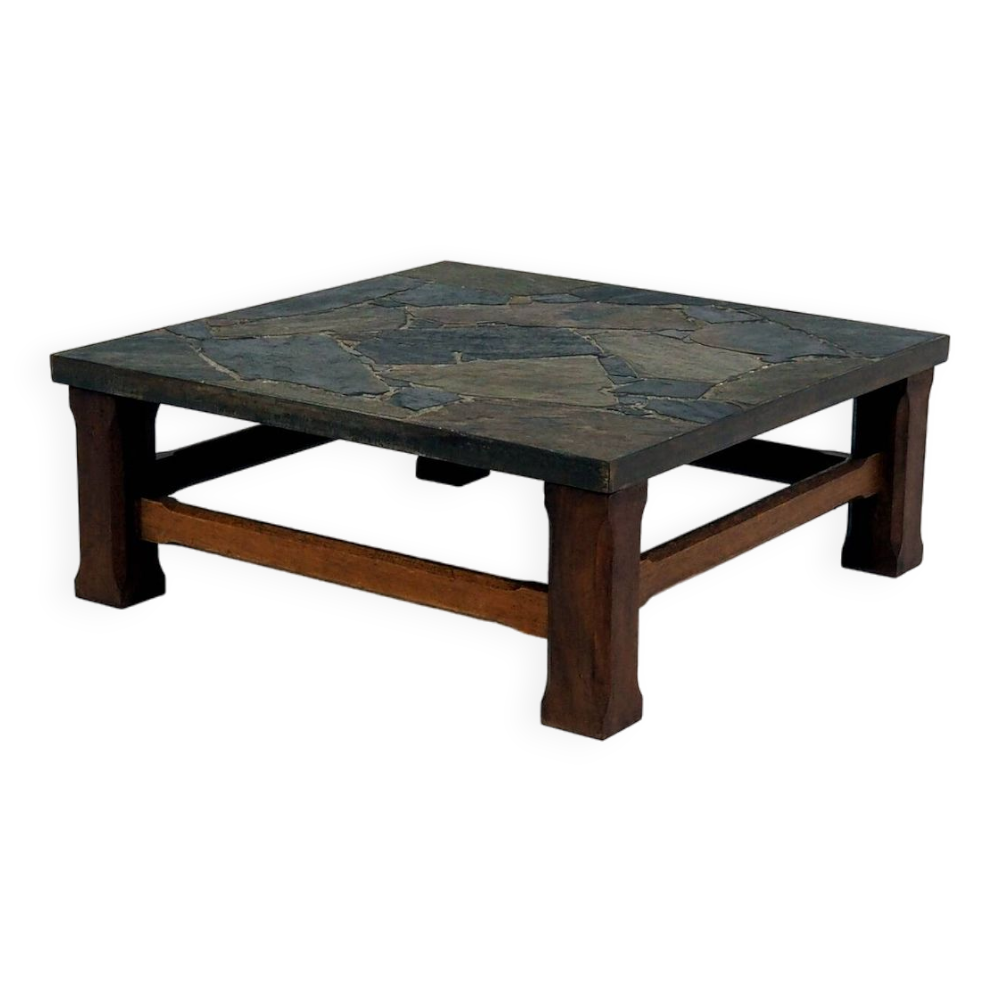 1960s Coffee Table made of Oak and Norwegian Sell Pillarguri Slate