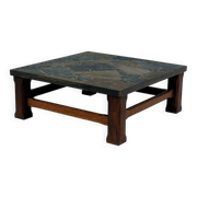 1960s Coffee Table made of Oak and Norwegian Sell Pillarguri Slate
