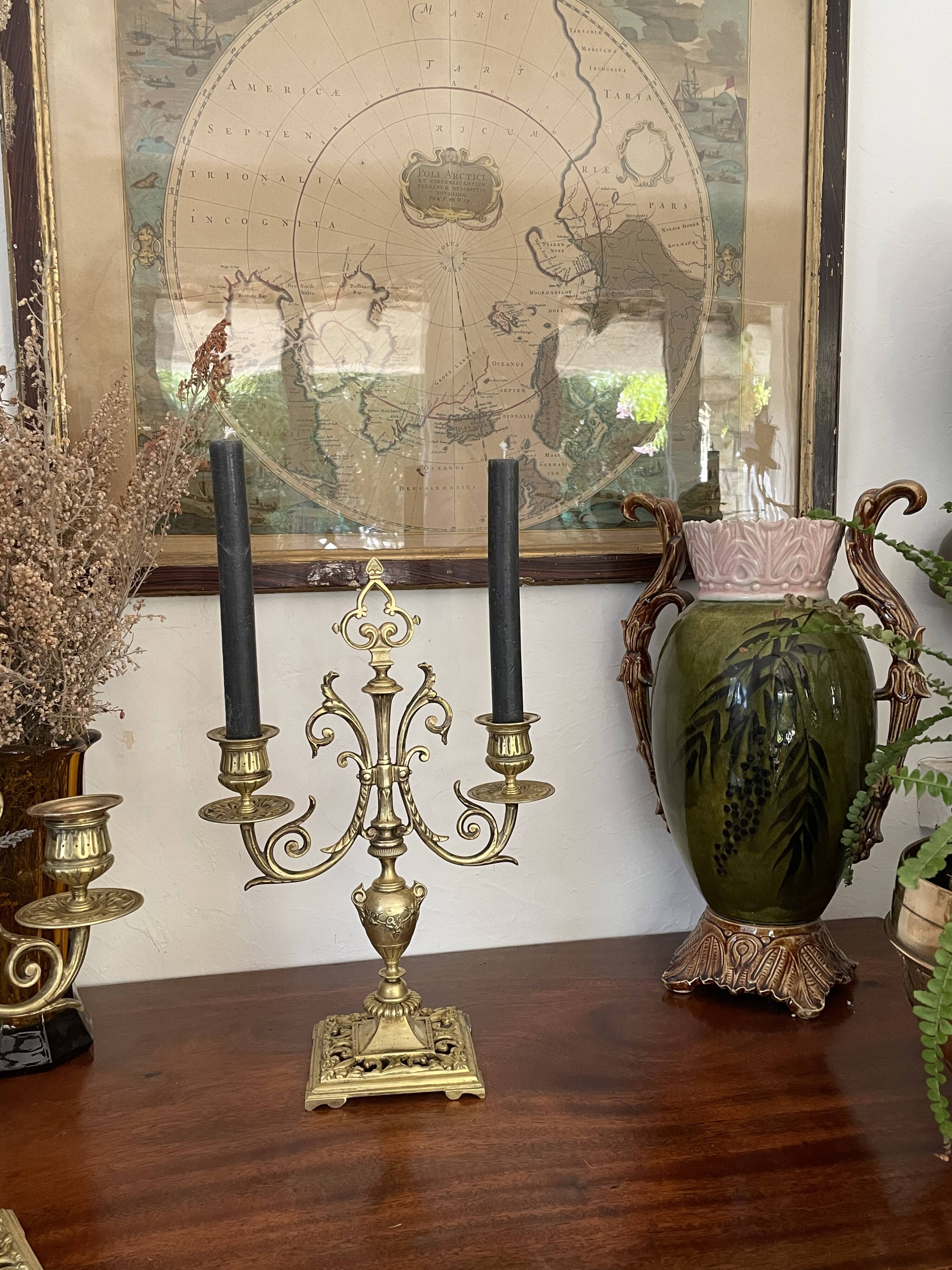 Pair of candle holders in gilded bronze nineteenth century
