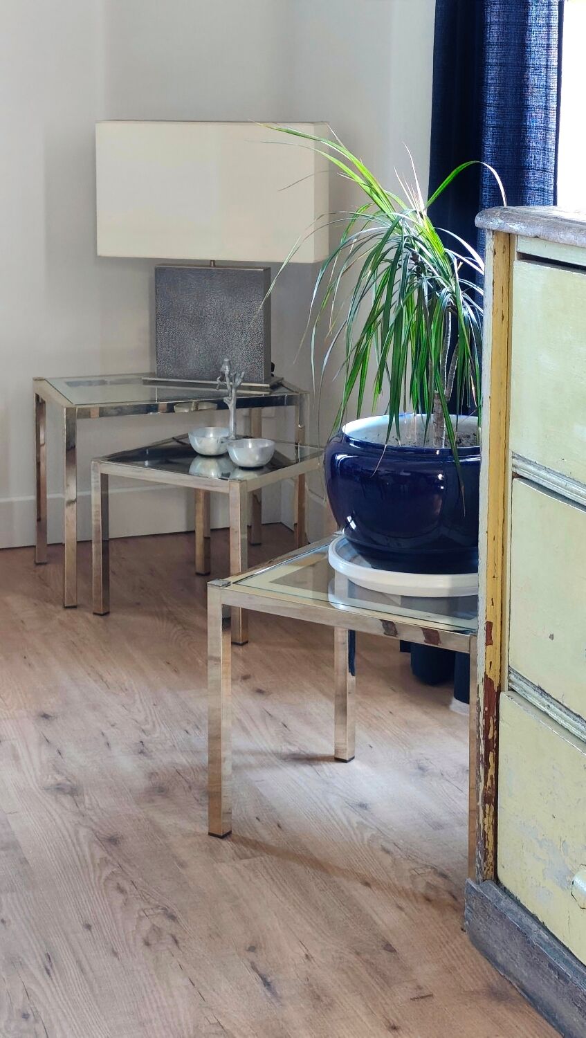 Trio of fully restored brass nesting tables