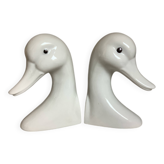 Paire de serre livres oiseaux oies canards