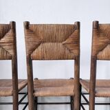 Set of 6 straw and oak Beauche chairs.