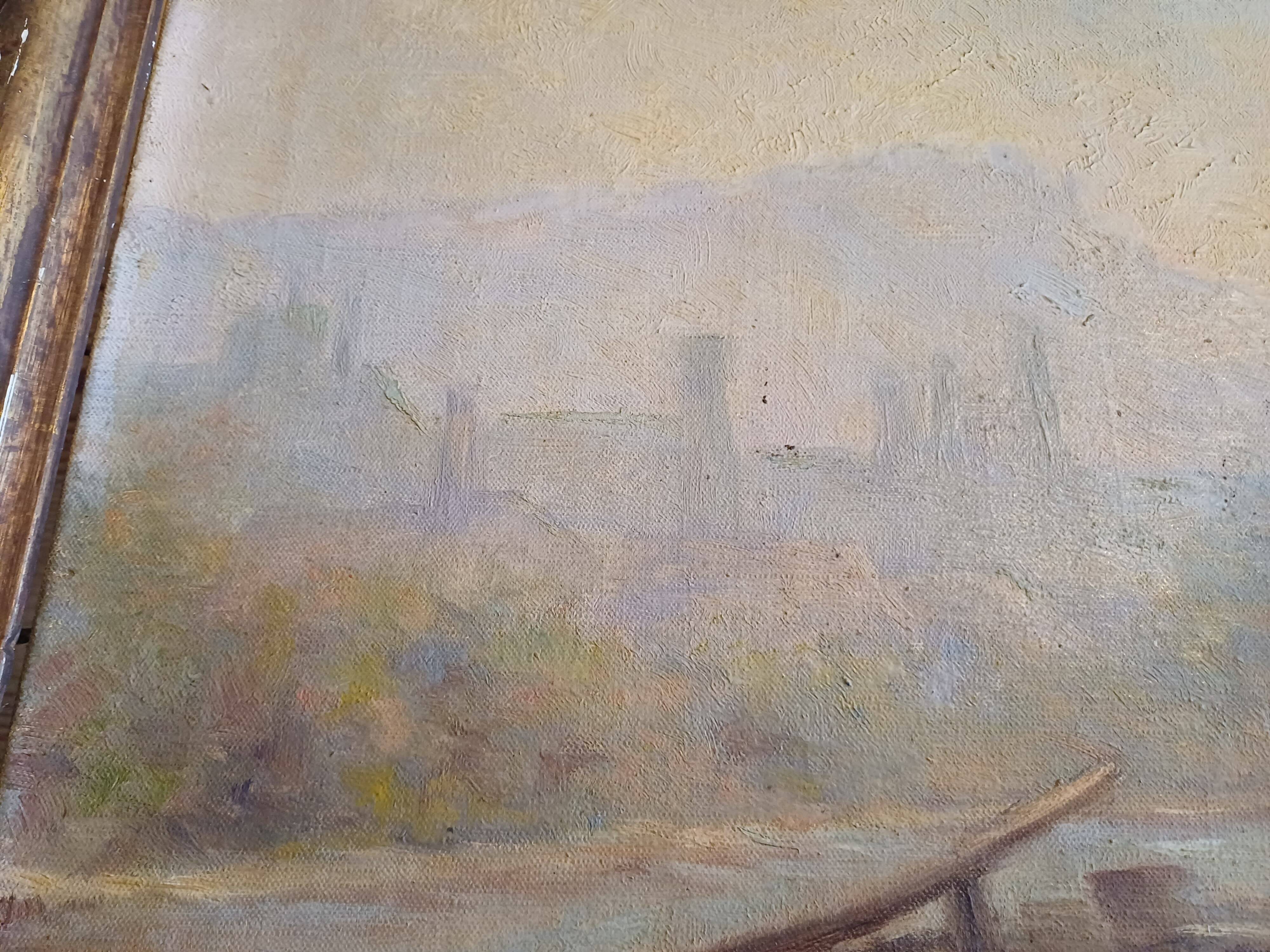 Oil on Canvas 19th Yvonac Annurey R "Barge"