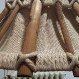 Scandinavian wooden and linen suspension light