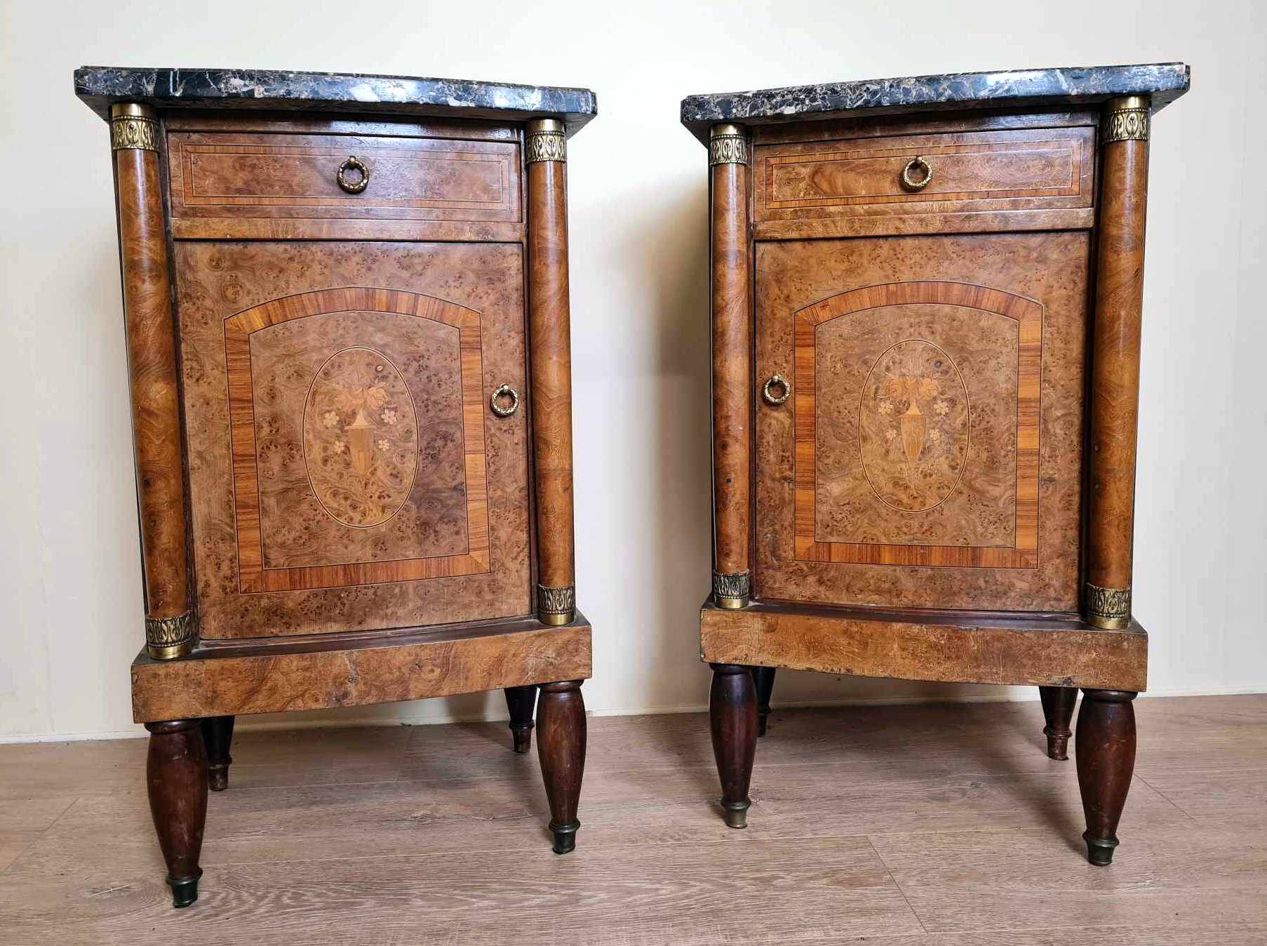 Pair Of Empire Style Furniture In Marquetry
