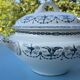 Round soup tureen, Primerose model, birds, half porcelain, Badonviller