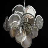Vistosi Chrome Suspension with Smoked Glass Discs, Italy, 1970s