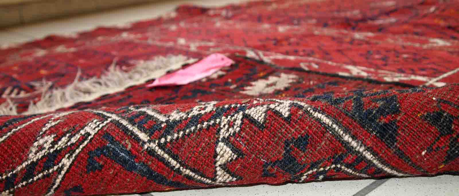 Vintage carpet turkmen engsi handmade 124cm x 165cm 1970s - 1c431