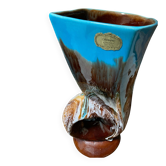 Large Sculptural Vase Vintage 50s/60s – Turquoise Flamed Ceramic