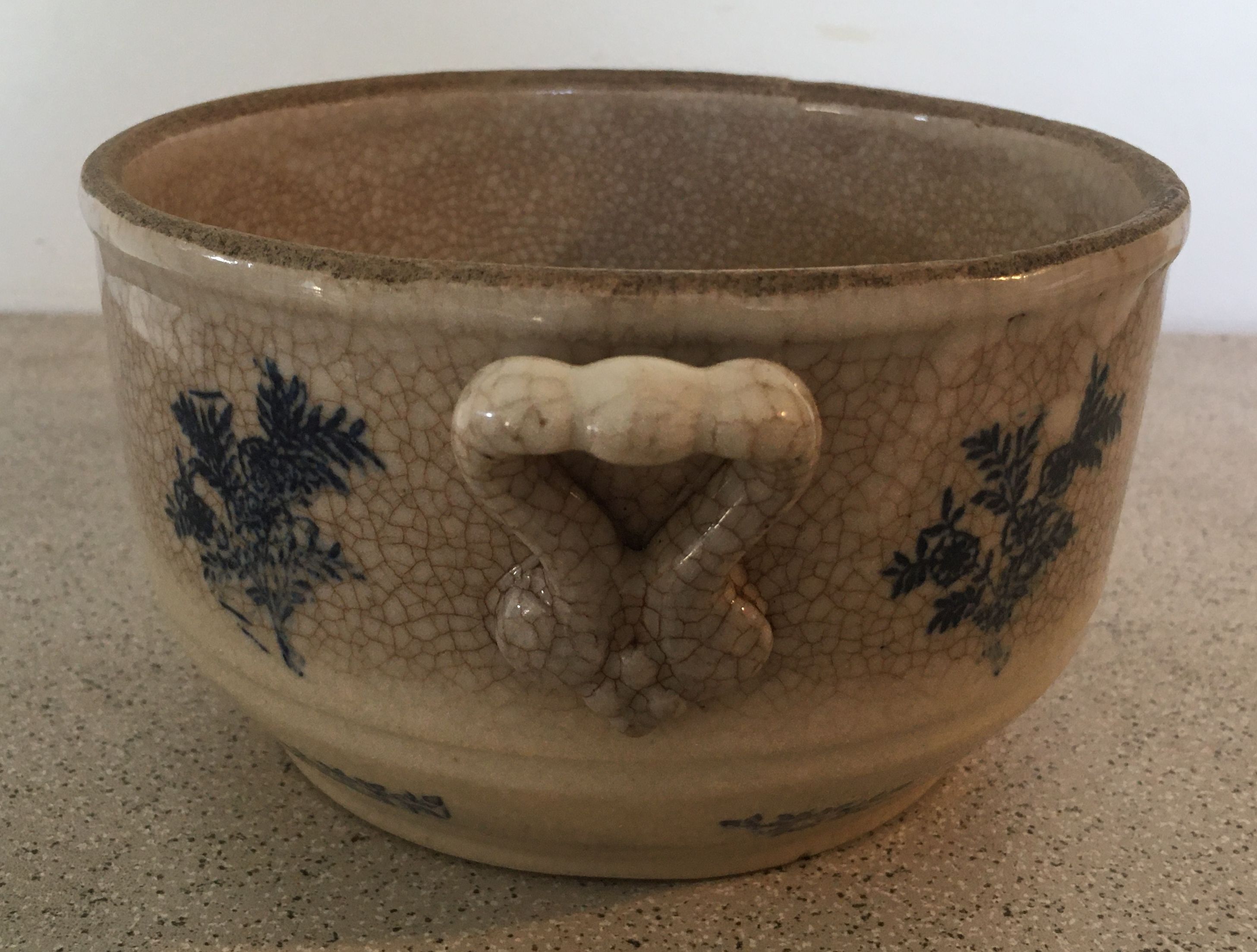 Large bowl in glazed stoneware 2 ears