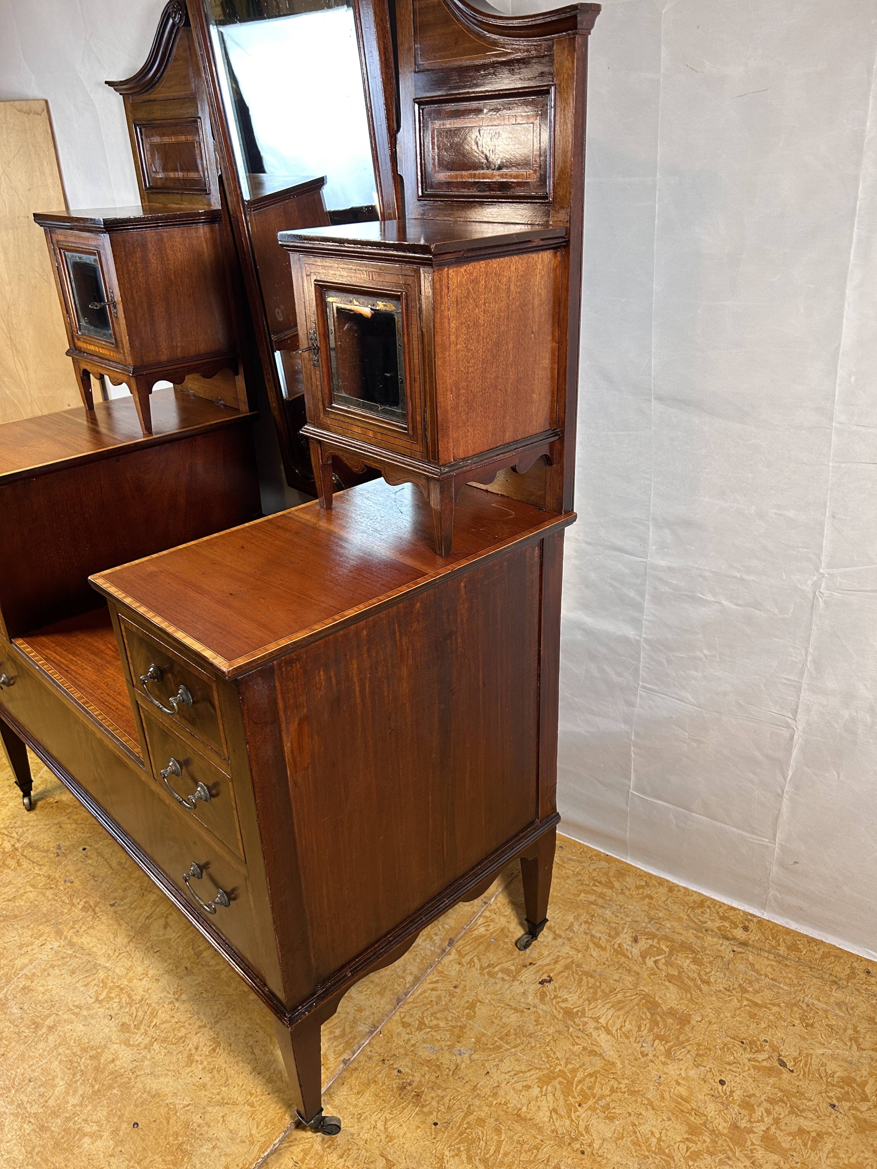 Edwardian Vintage Inlaid Console Hall Table / Dressing Table – 1900–1910