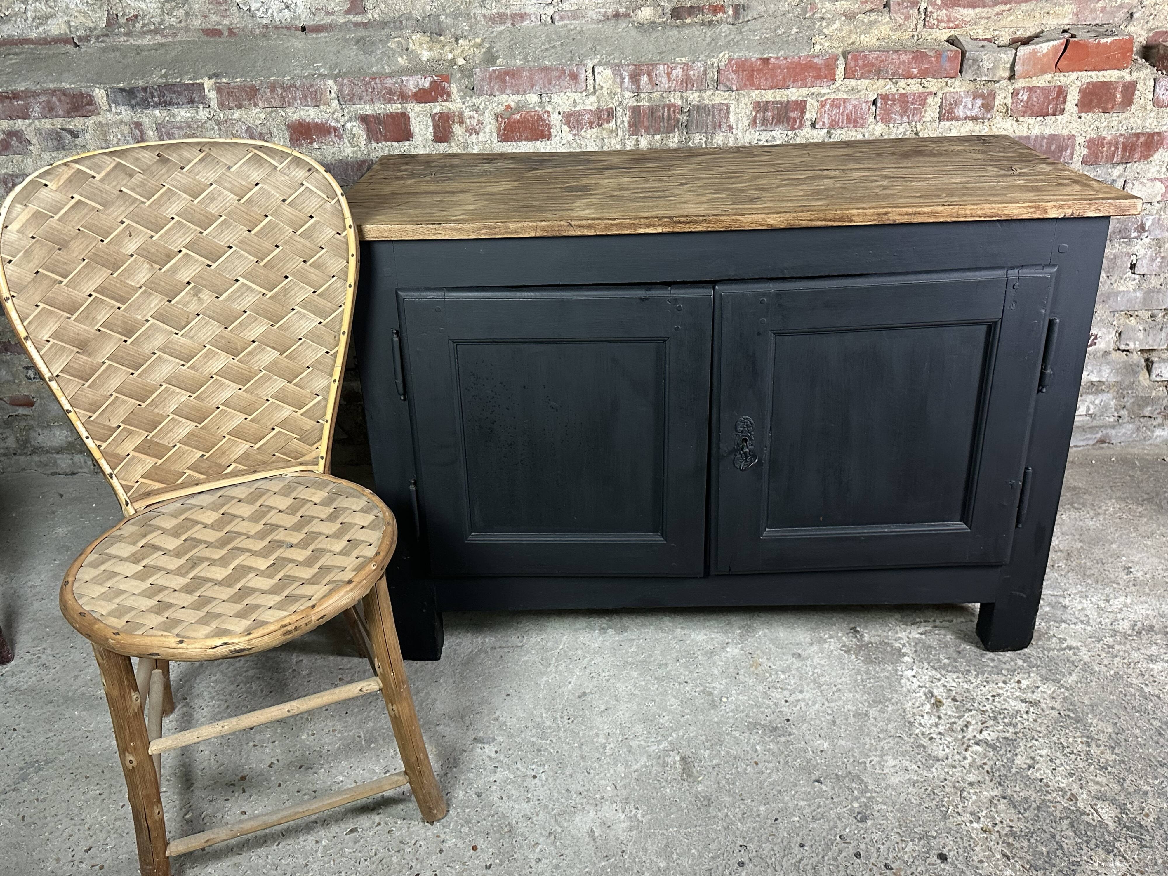 18th century raw and black oak sideboard