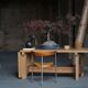 Modern Danish brutalist extendable dining table in pine, Tage Poulsen, 1970s.