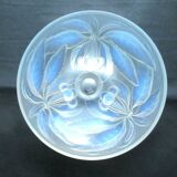 Art Nouveau cut on chrome foot, sculpted glass of cherries, signed G. VALLON