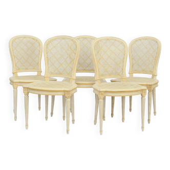 5 chaises cannées Maison Jean Mocqué à Paris