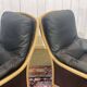 Pair of leather and beech armchairs from the 1970s.