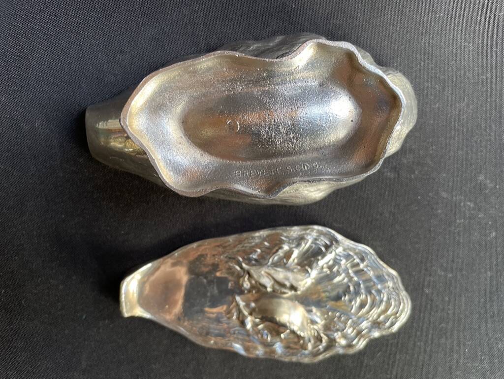 Gravy boat or oyster butter dish – Maurice Gouaillé – Silver plated metal & satin glass