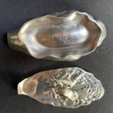 Gravy boat or oyster butter dish – Maurice Gouaillé – Silver plated metal & satin glass