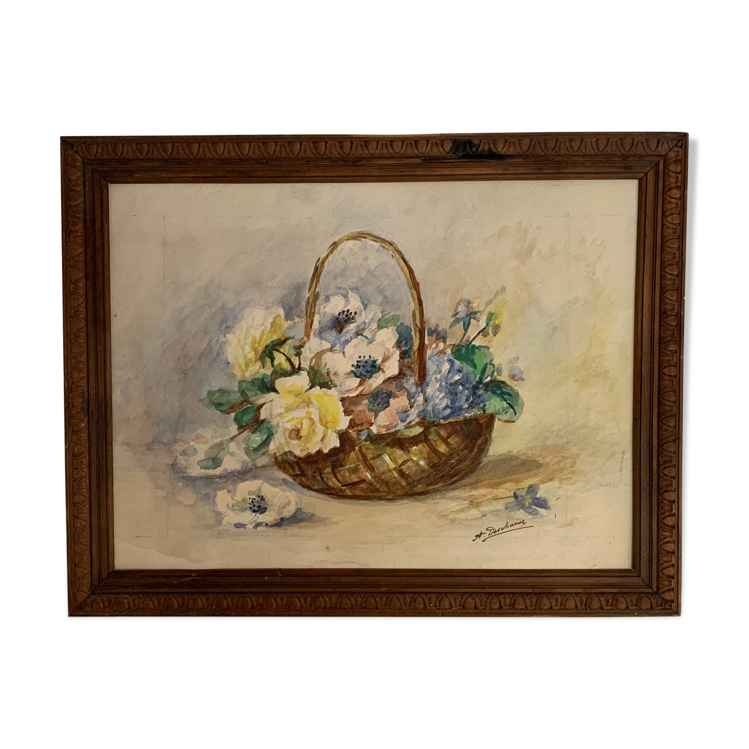 Watercolor in its wooden frame
