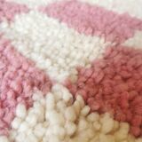 Pink and white checkered Beni Ouarain Berber rug