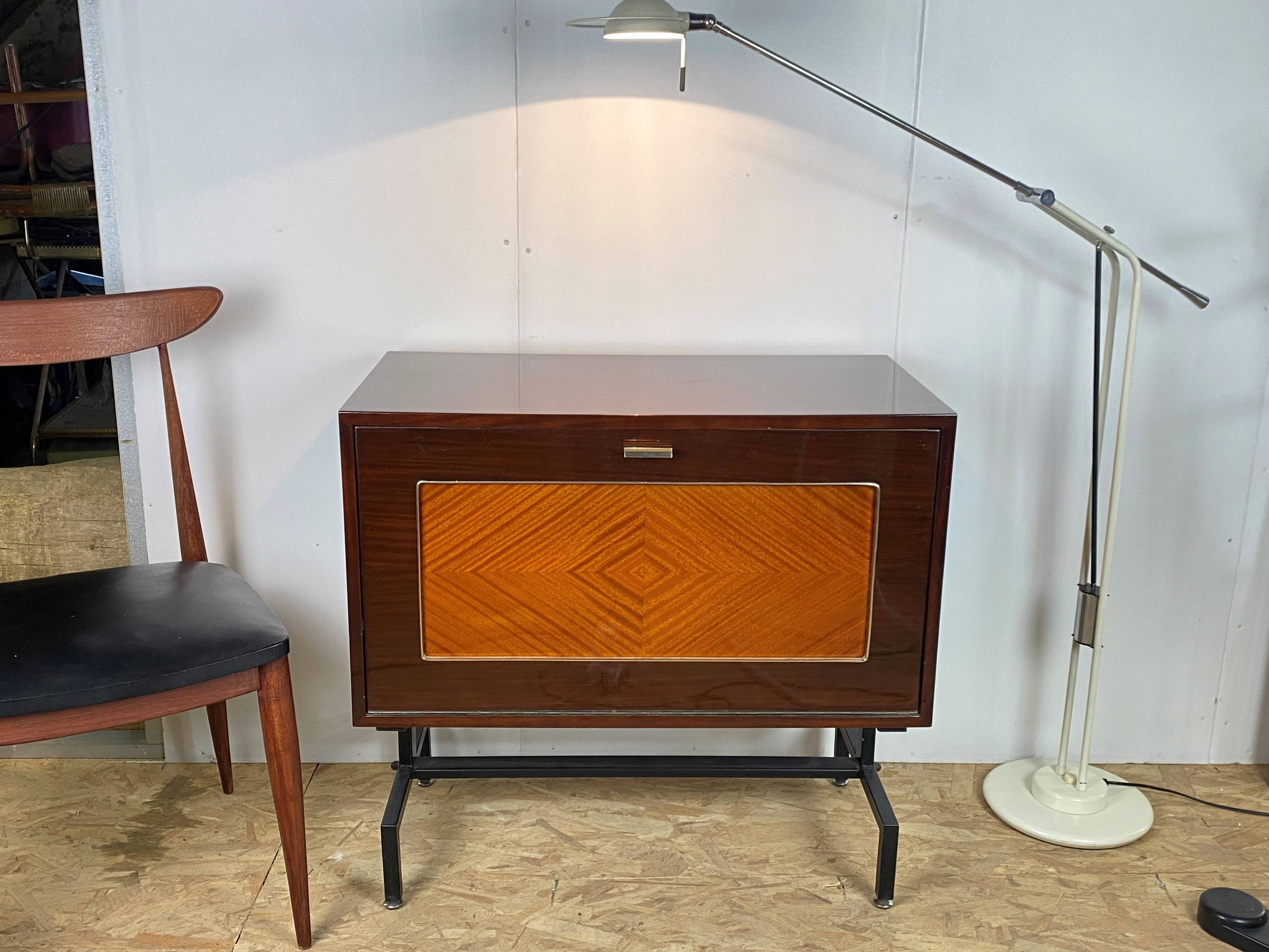 Vintage 50s tilting door storage bar cabinet