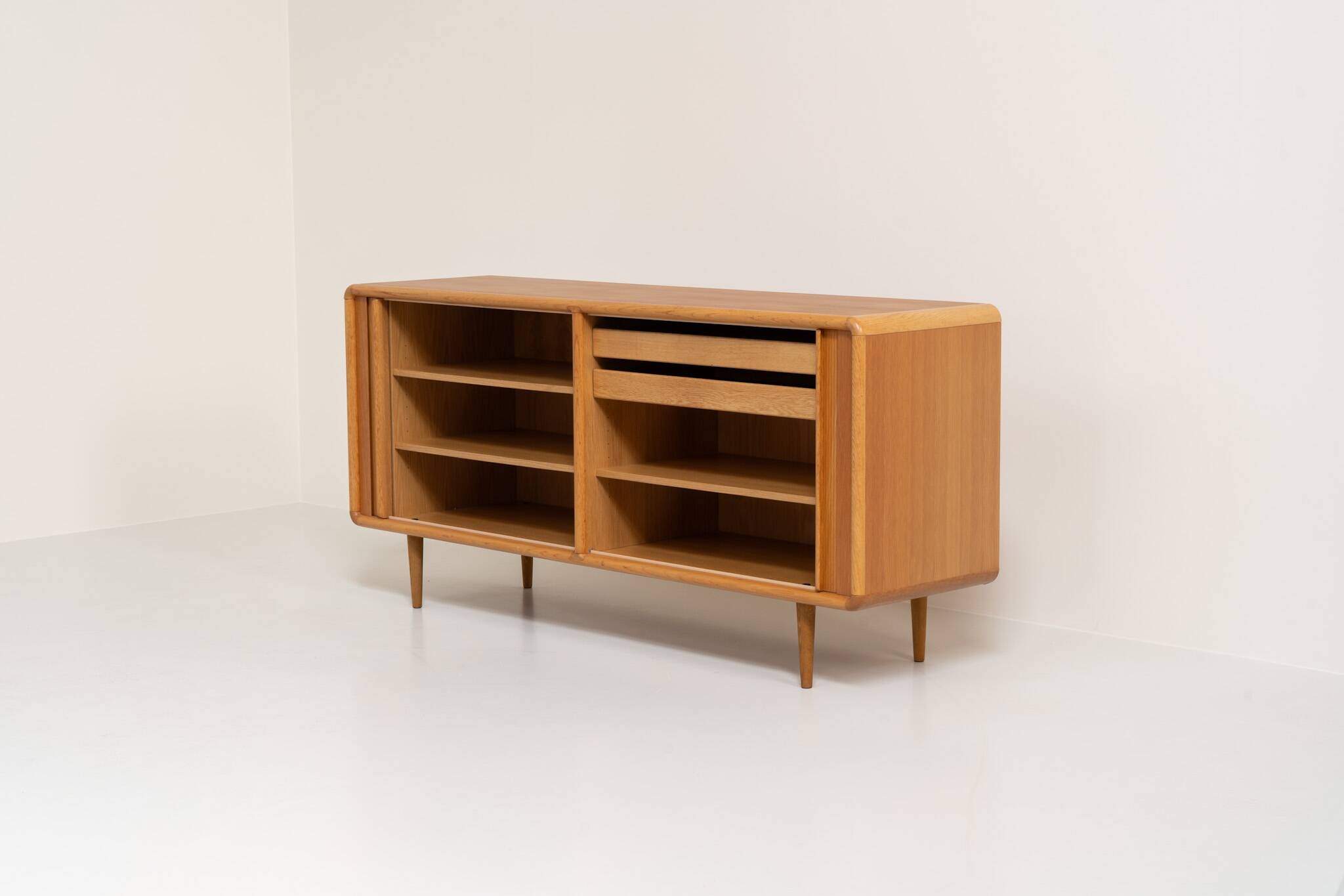 Oak sideboard with tambour doors by Kibaek Møbelfabrik