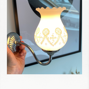 Chrome and opaline applique, touches of pink