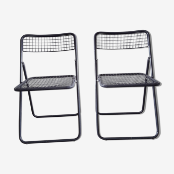 Pair of metal folding chairs