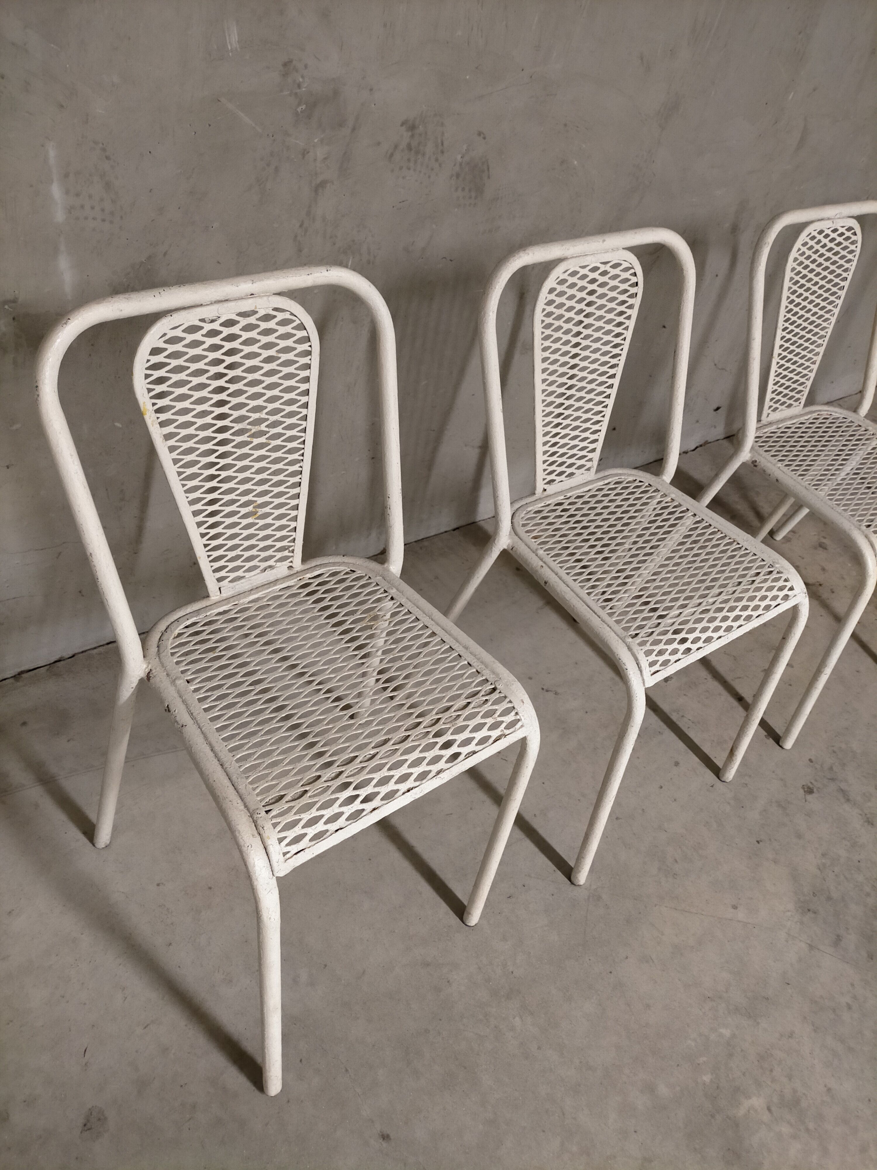 René Malaval vintage perforated metal garden furniture Seducta 1950s