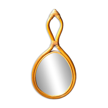 Miroir  en rotin 1960