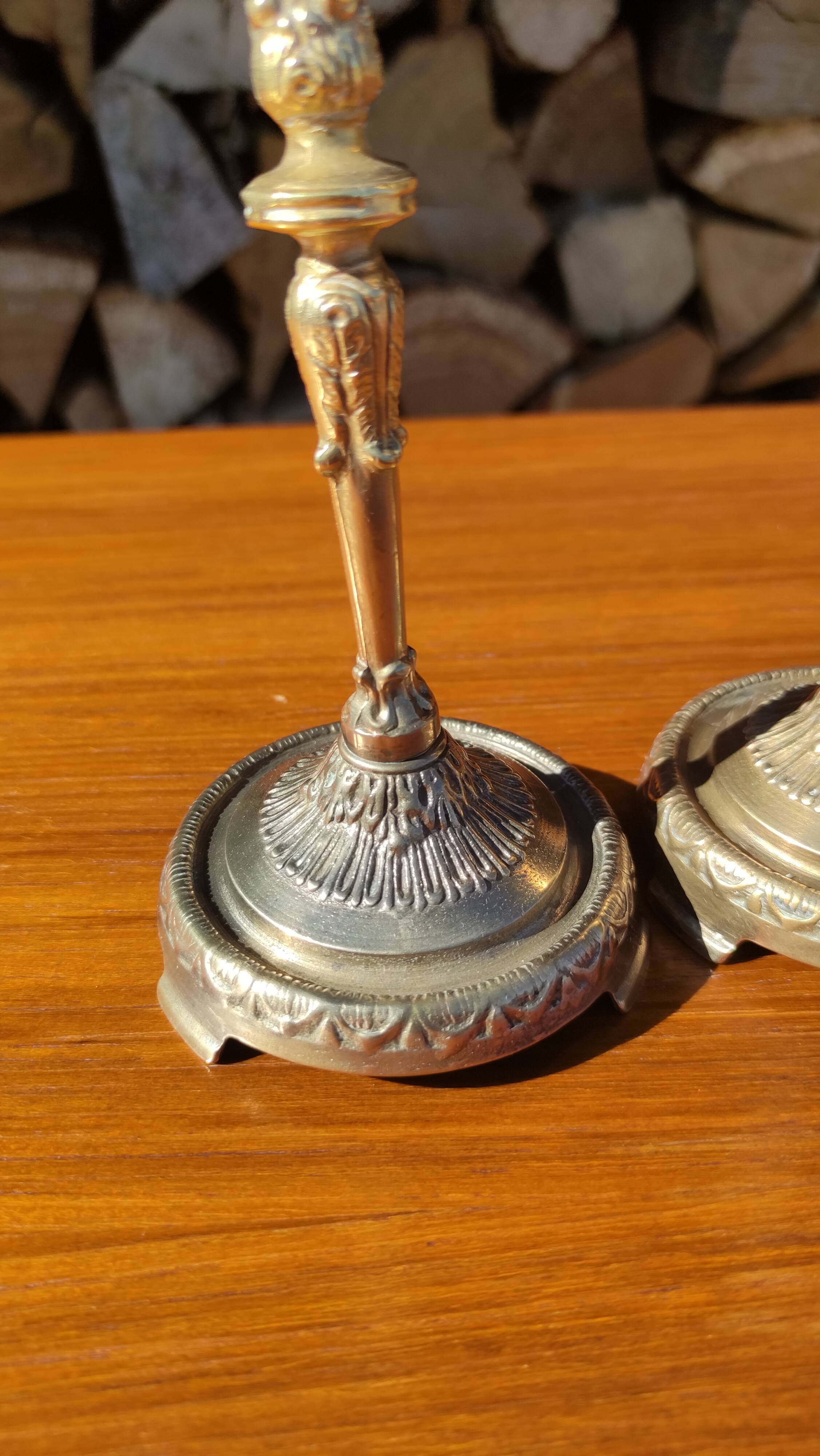 Vintage gilded brass candlesticks