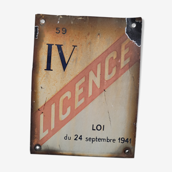 License IV enamelled plate