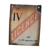 License IV enamelled plate