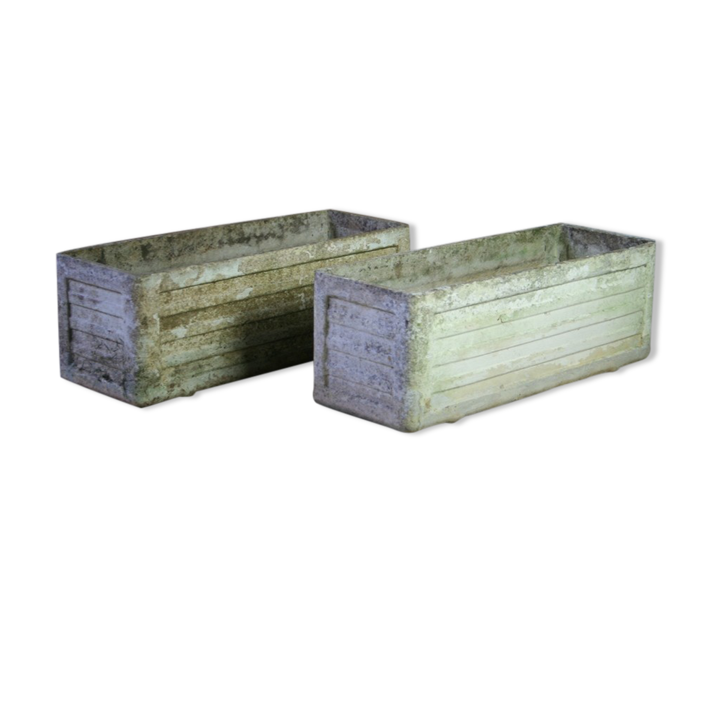 Pair of planters 60cm concrete fibro cement eternit Willy Ghul vintage 1950
