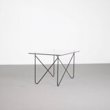 Table vintage en métal et verre par Airborne, France, 1950