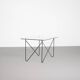 Table vintage en métal et verre par Airborne, France, 1950