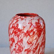 Large handcrafted vase in red speckled glazed ceramic.